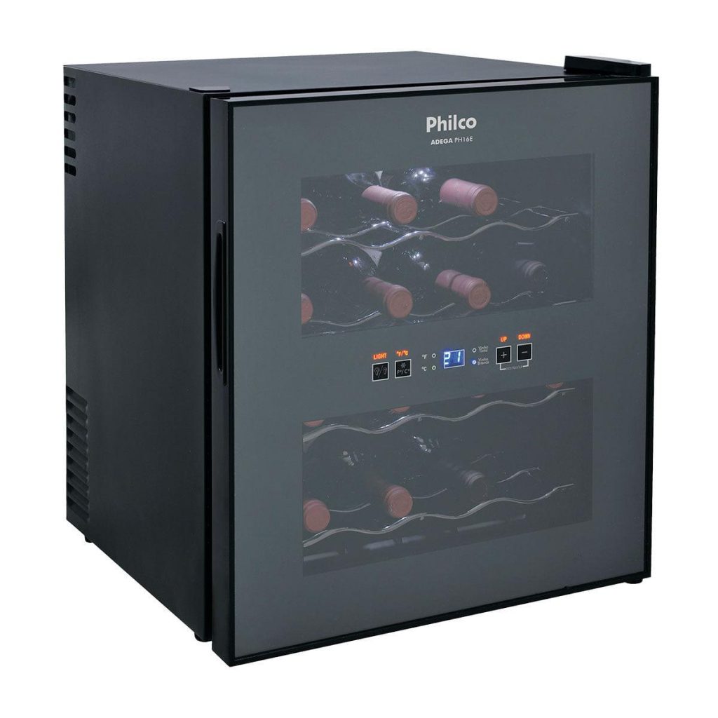 Adega climatizada Philco PAD16E preta para 16 garrafas